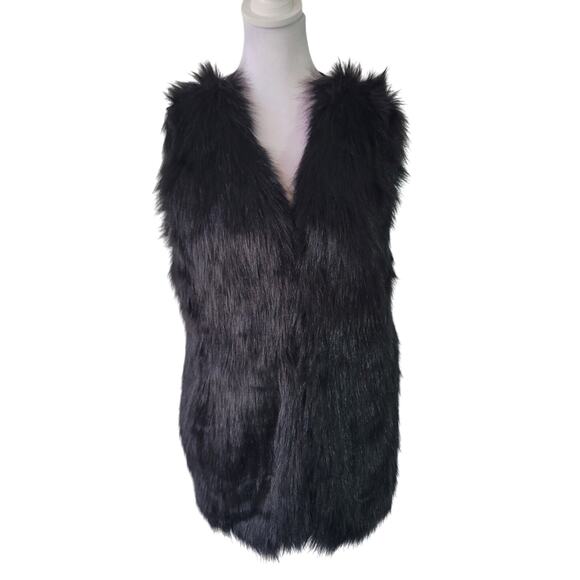 Sebby Collection Size L Women's Fashion Black Vest Faux Fur Vintage Mature - Picture 1 of 7